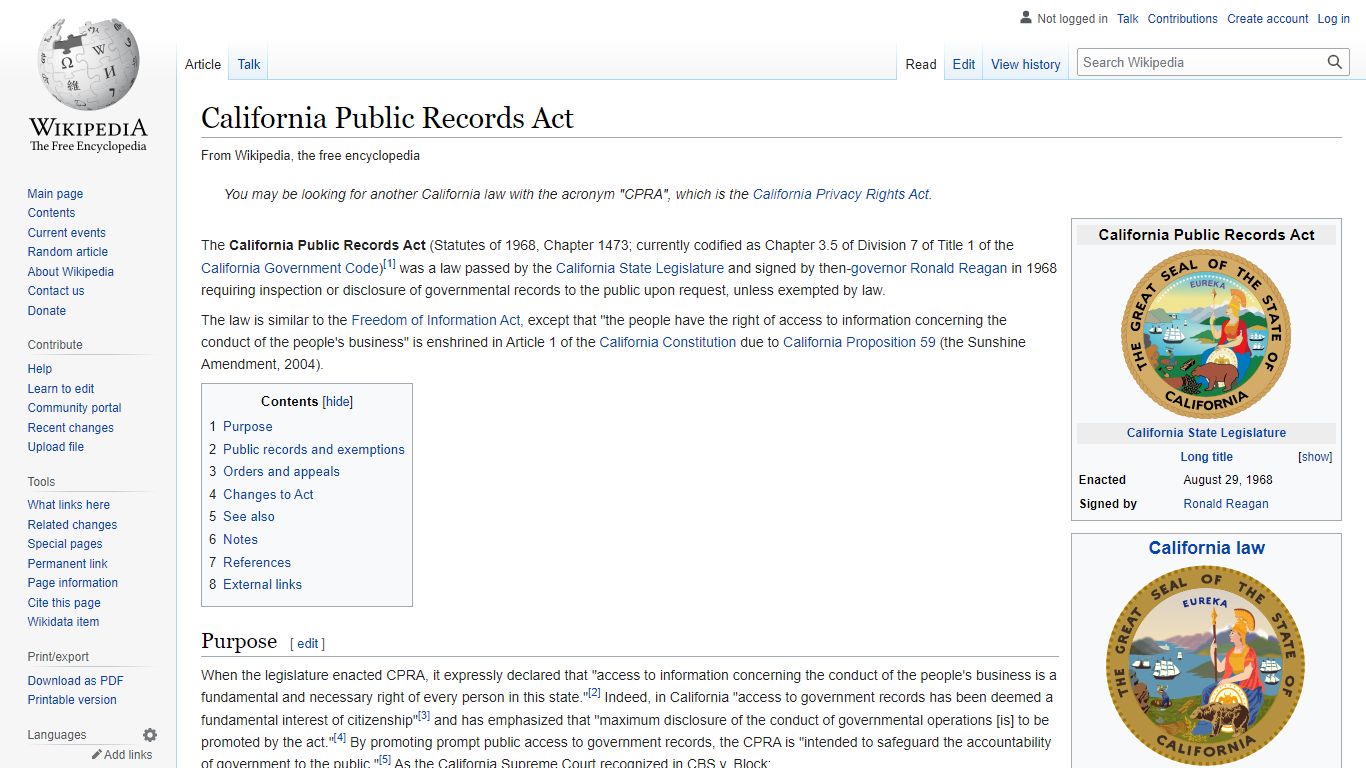 California Public Records Act - Wikipedia
